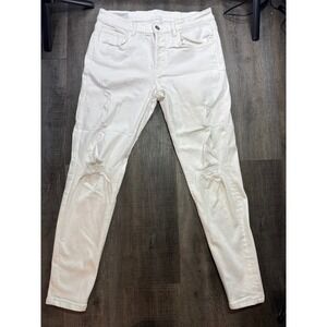 Zara White Distressed Slim Fit Denim Jeans Size 32 USA